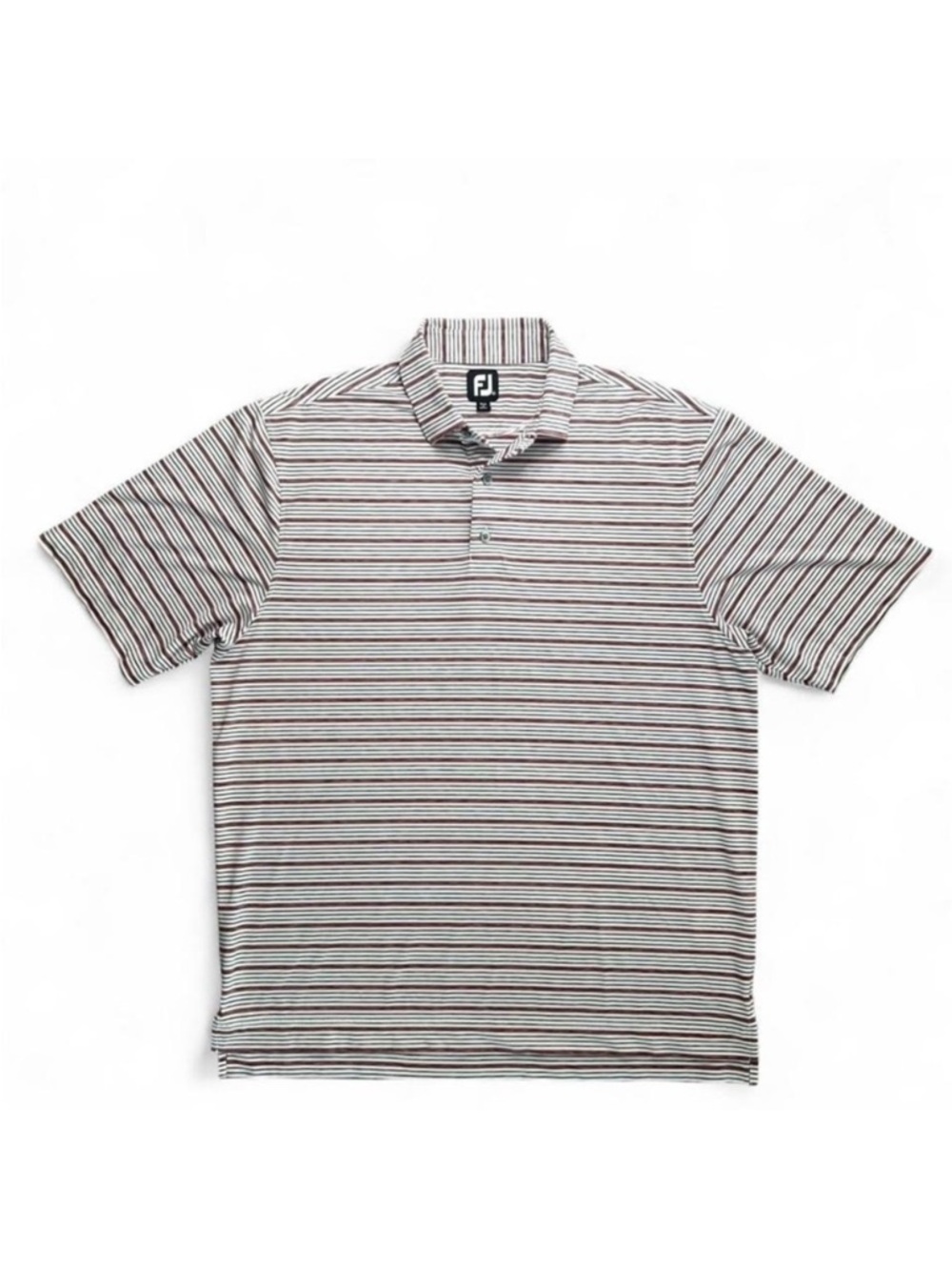 FootJoy Grey and white striped golf polo shirt short sleeve men's XL